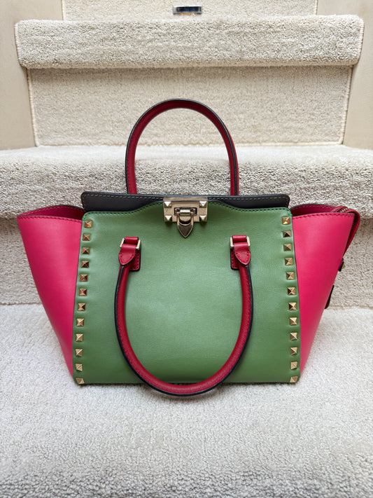Valentino Garavani Vitello Rockstud Double Handle Tote Multi Color
