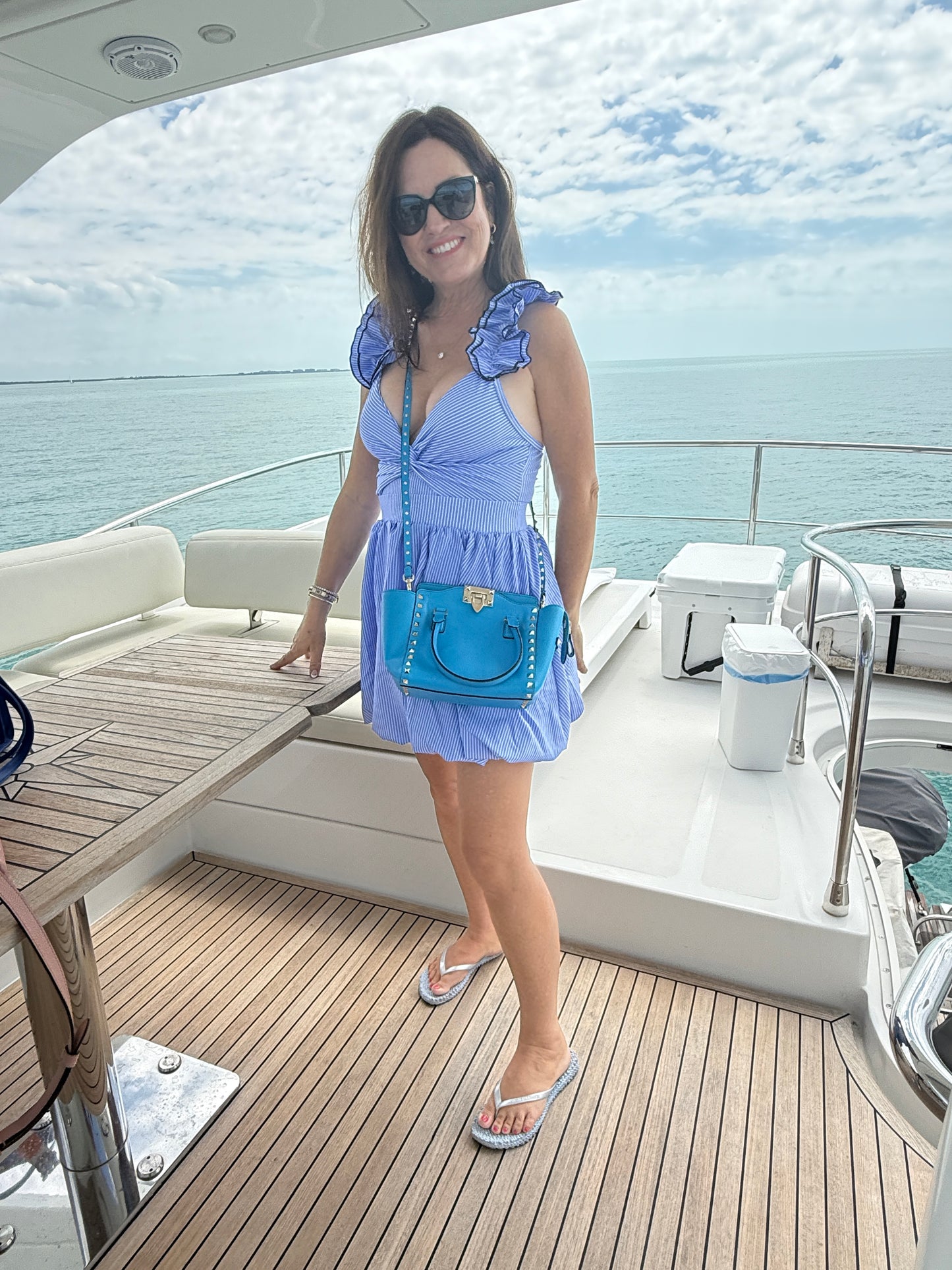 Valentino Rockstud Tote in Small Size Turquoise Leather