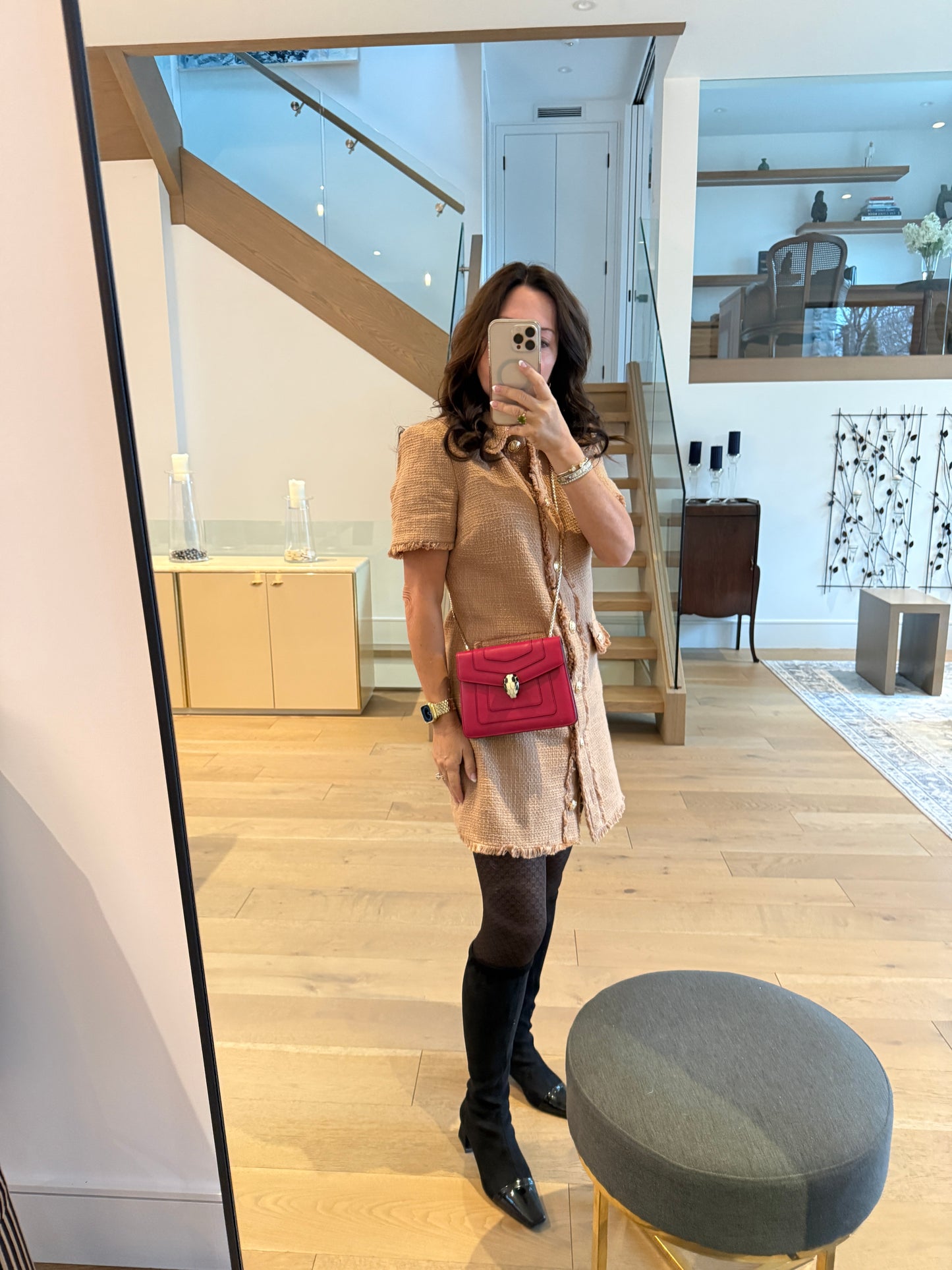 Bulgari Calfskin Small Serpenti Forever Snake Strap Shoulder Bag Pink