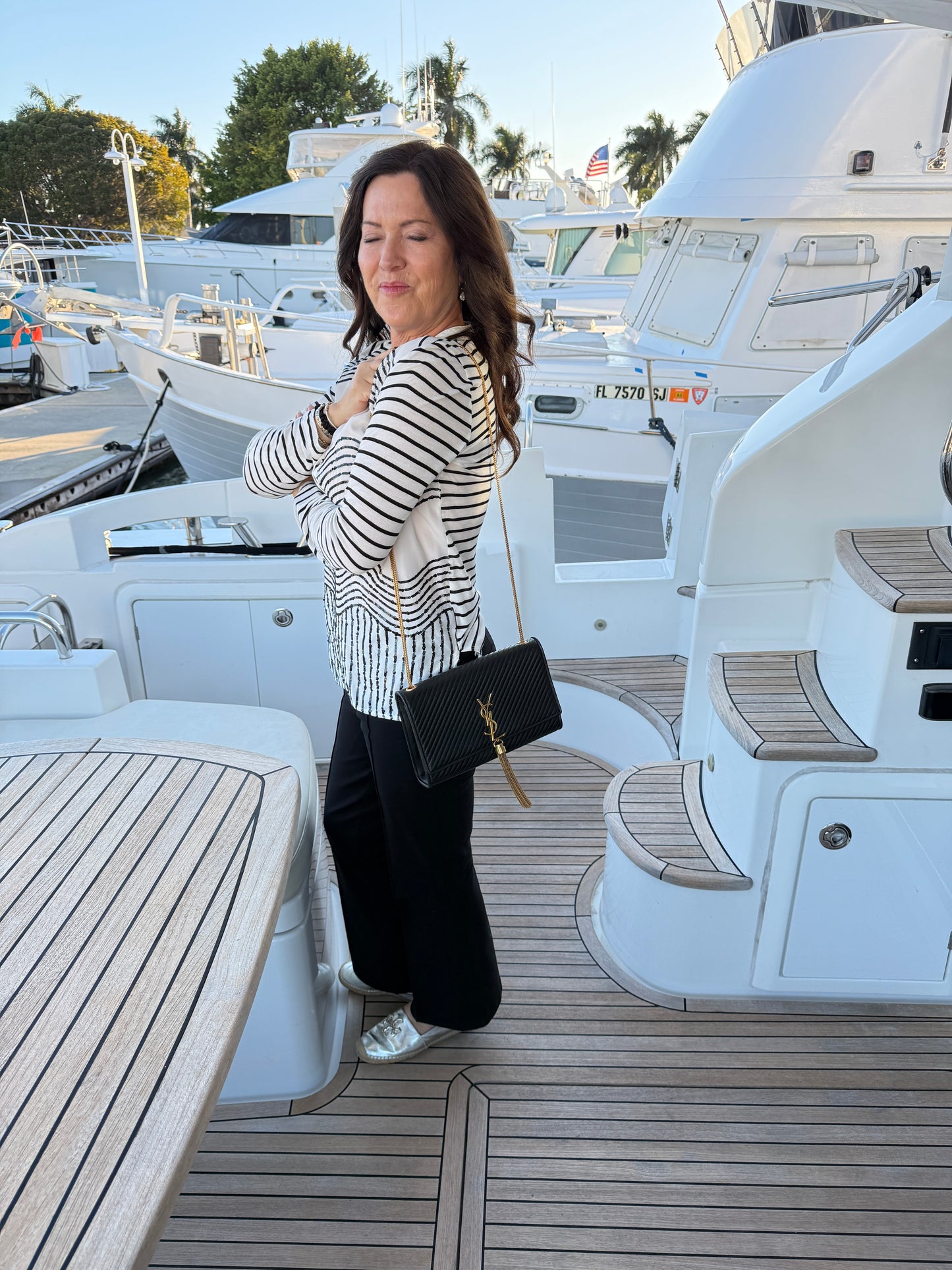 YSL Medium Classic Monogram Kate Tassel Satchel Black